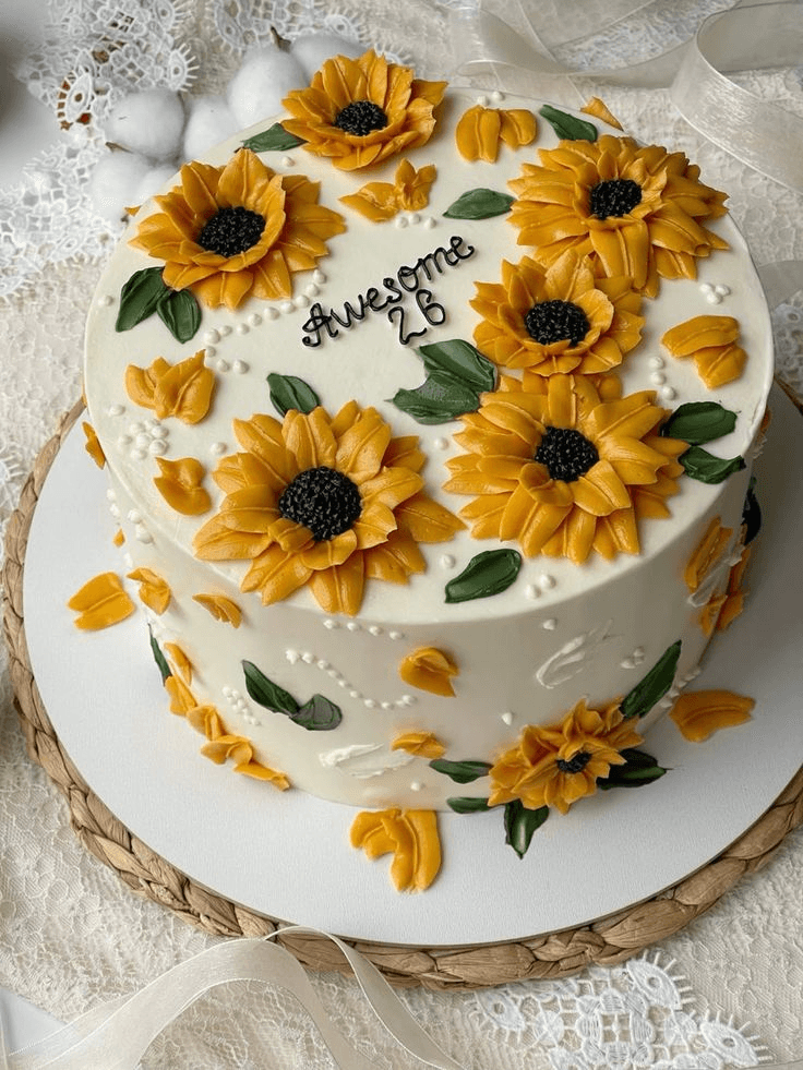 Sunflower theme cake
